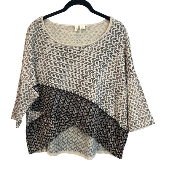 Moth Sweaters - Anthropologie Moth Mixed Pattern Beaded High Low Knit Sweater MP‎ Petite Medium